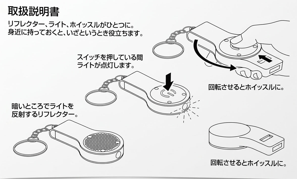 【山と高原地図ロゴ入り】ライト付ホイッスル(リフレクター仕様)