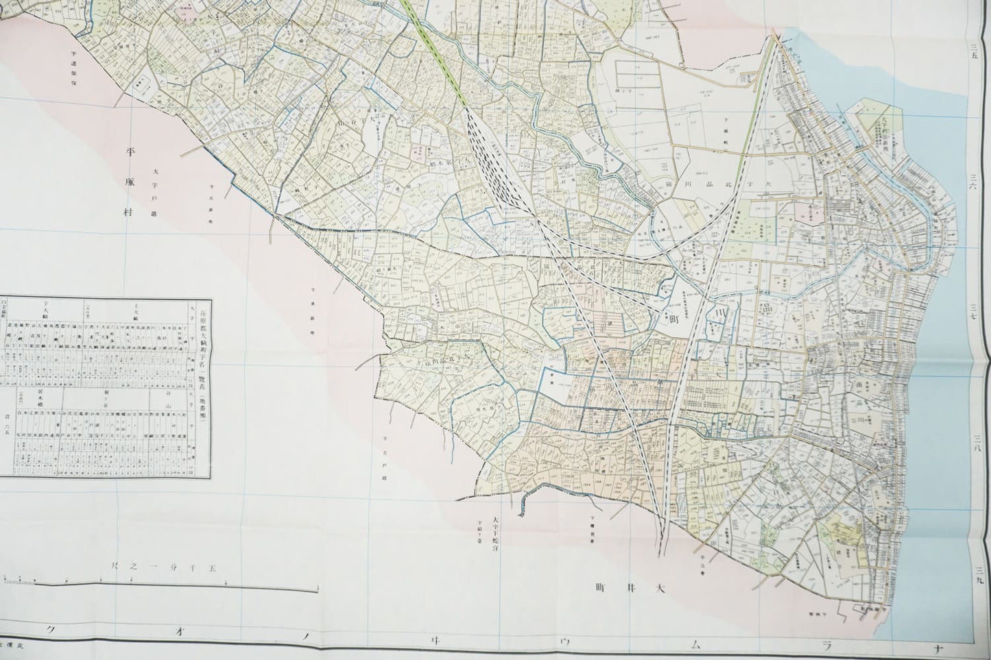 <お取り寄せ> 復刻古地図 明治40年 東京市15区 近傍34町村 番地界入 18.荏原郡品川町・大崎町