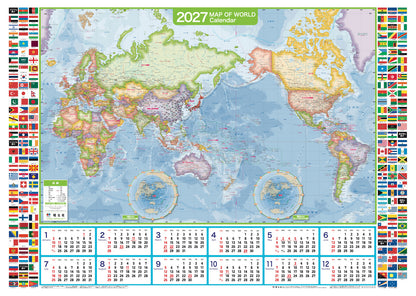 壁に貼る地図カレンダー・世界全図 2027の画像1