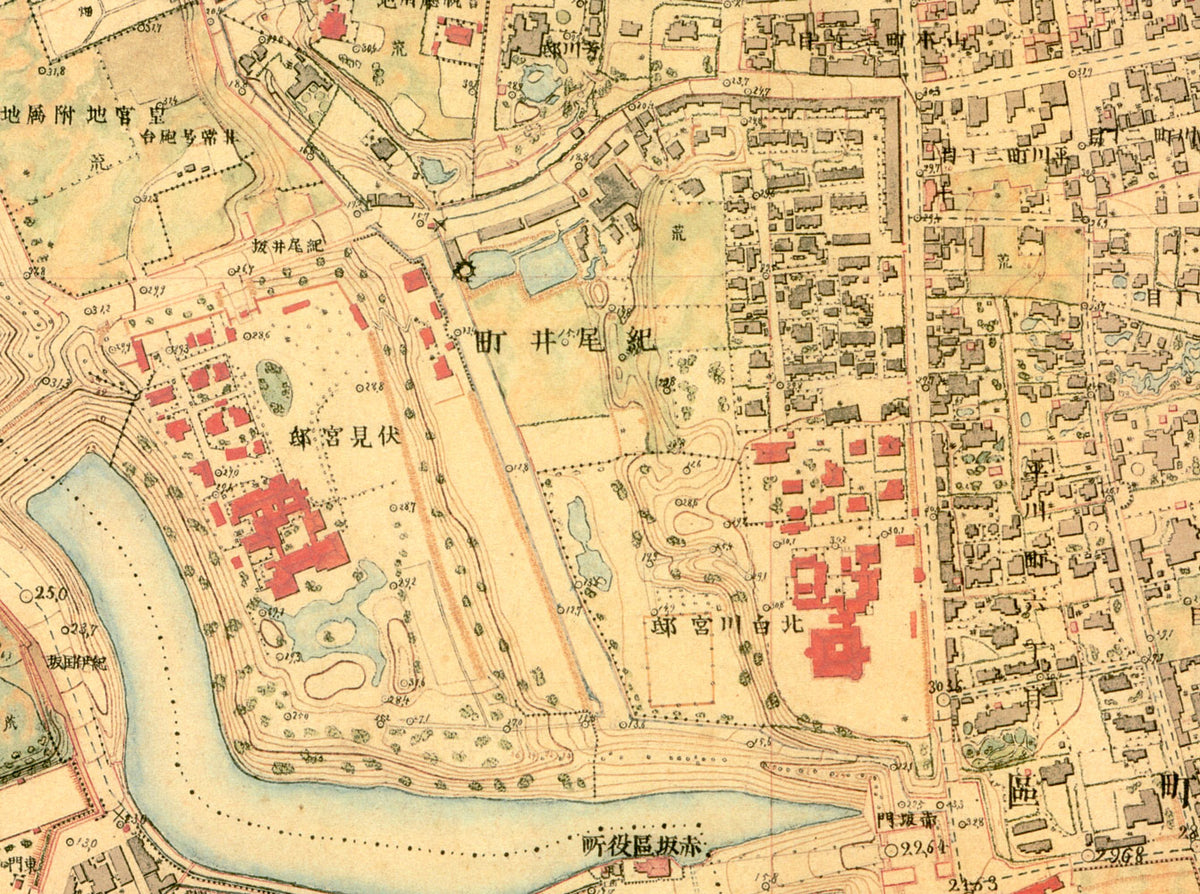 明治前期測量中央官衙街2千分1彩色地図