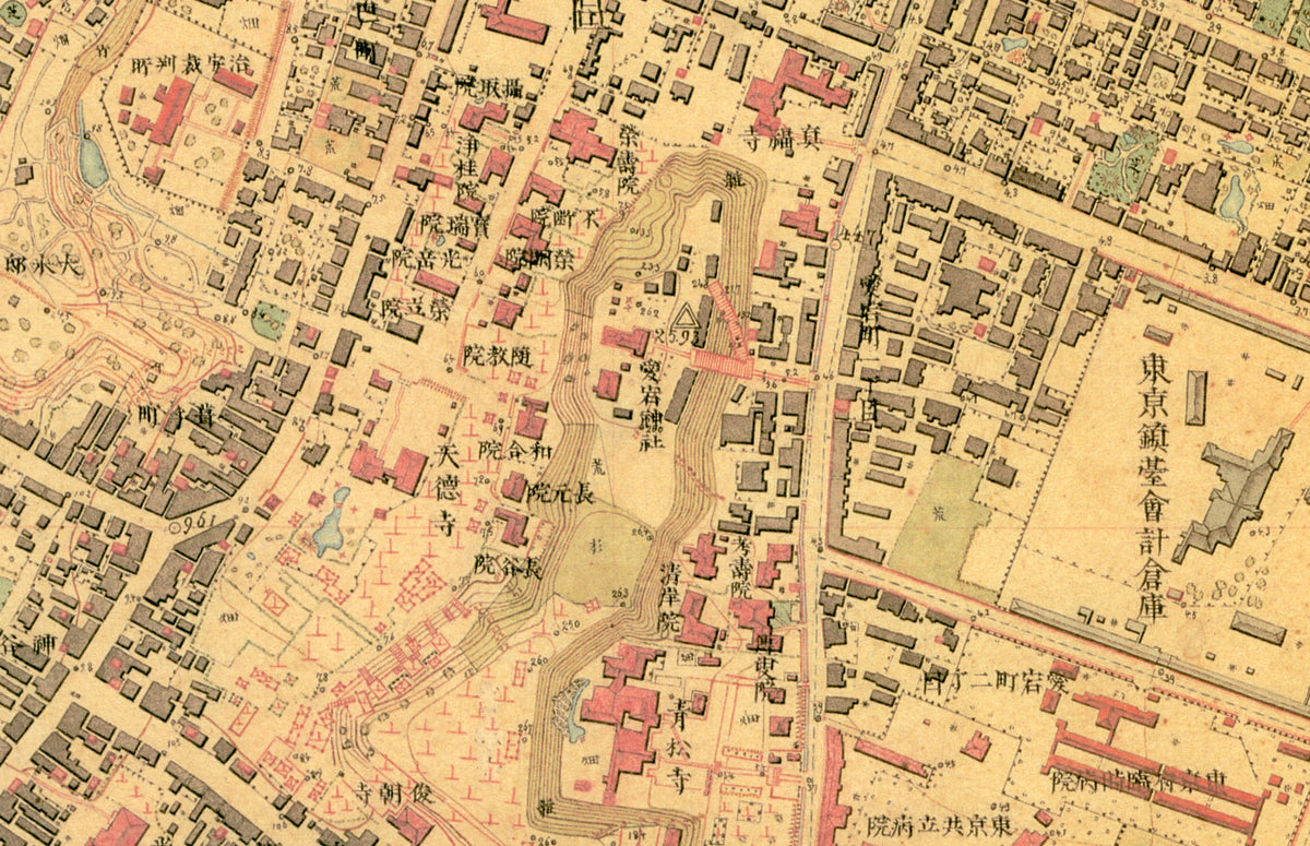 明治前期測量中央官衙街2千分1彩色地図