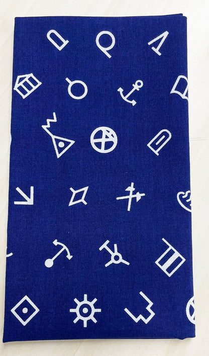 地図記号てぬぐい 紺色（手捺染）