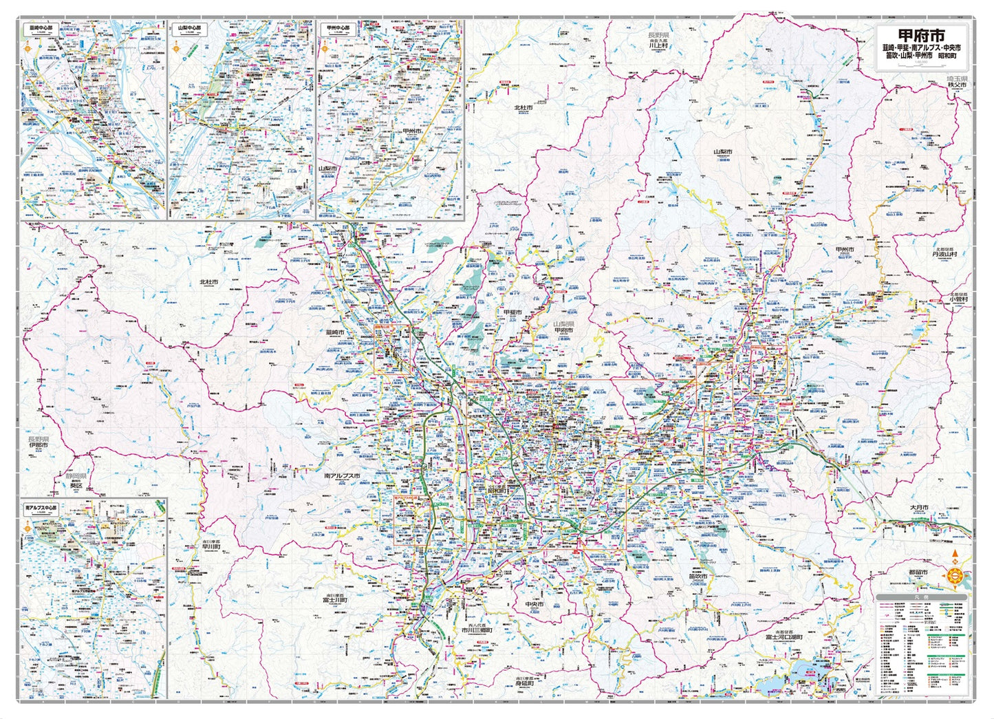 都市地図 山梨県 甲府市 韮崎・甲斐・南アルプス・中央・笛吹・山梨・甲州市  昭和町