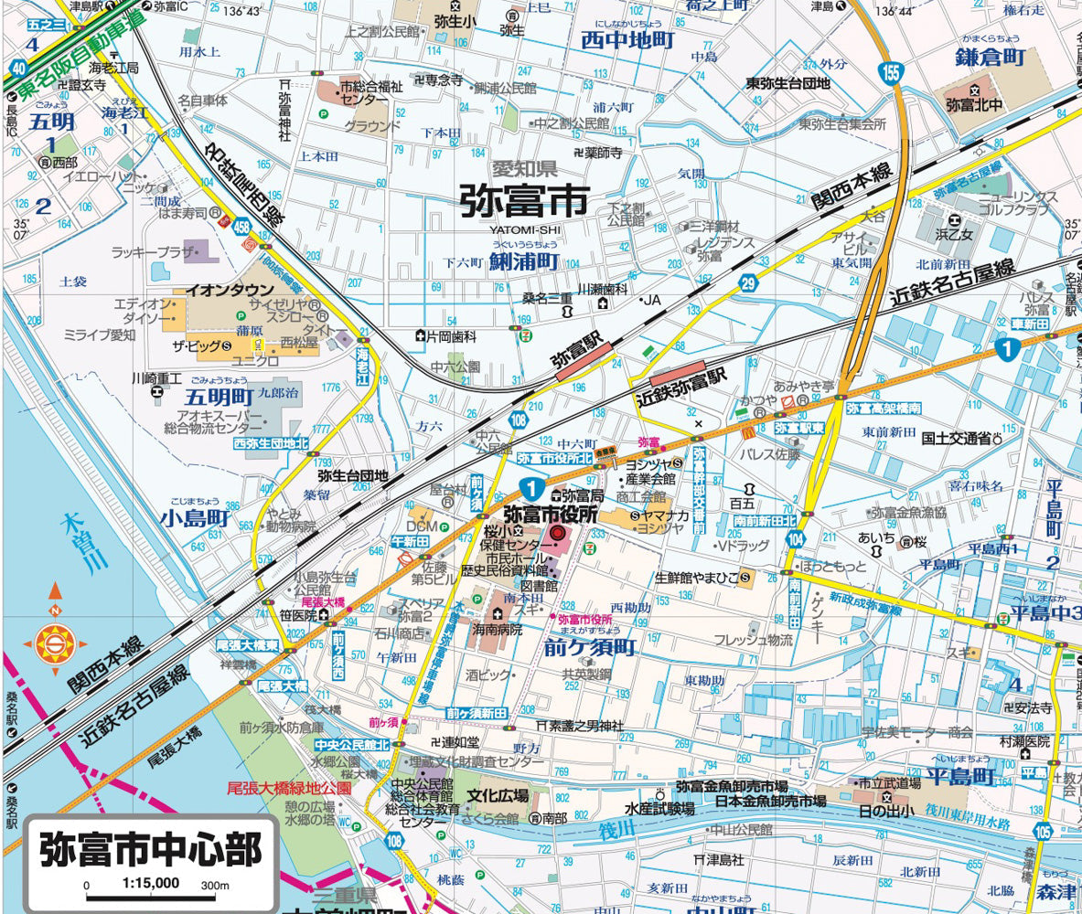 都市地図愛知県 津島・愛西・弥富・あま市 蟹江・大治町 飛島村