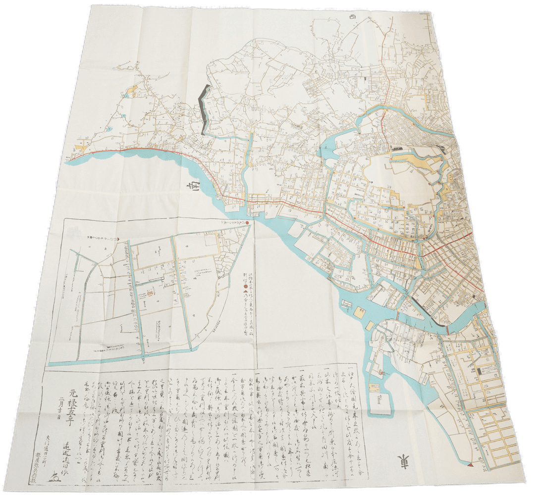 分間江戸大絵図 天保四年 木版印刷 古地図 お取り寄せ＞ 復刻古地図 元禄十五年(1702年) 改撰江戸大繪圖（改撰