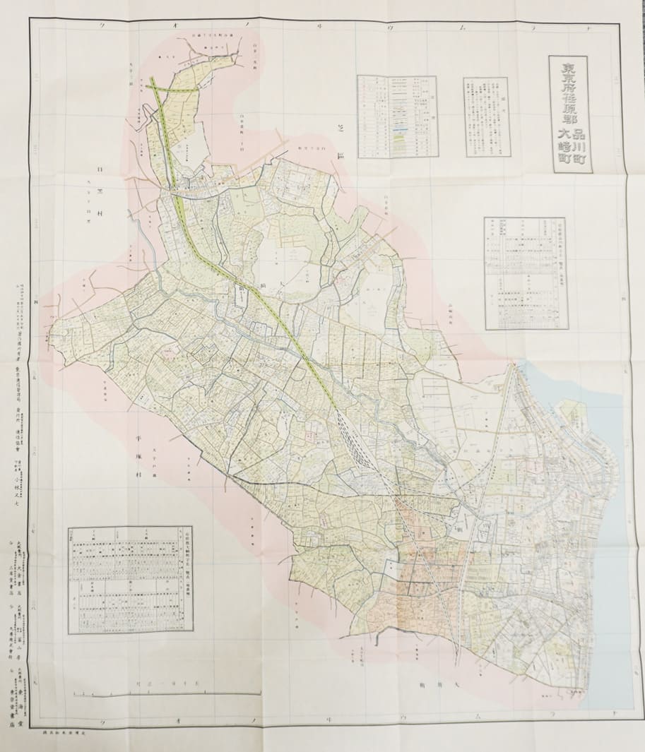 ＜お取り寄せ＞ 復刻古地図 明治40年 東京市15区 近傍34町村 番地界入　18.荏原郡品川町・大崎町