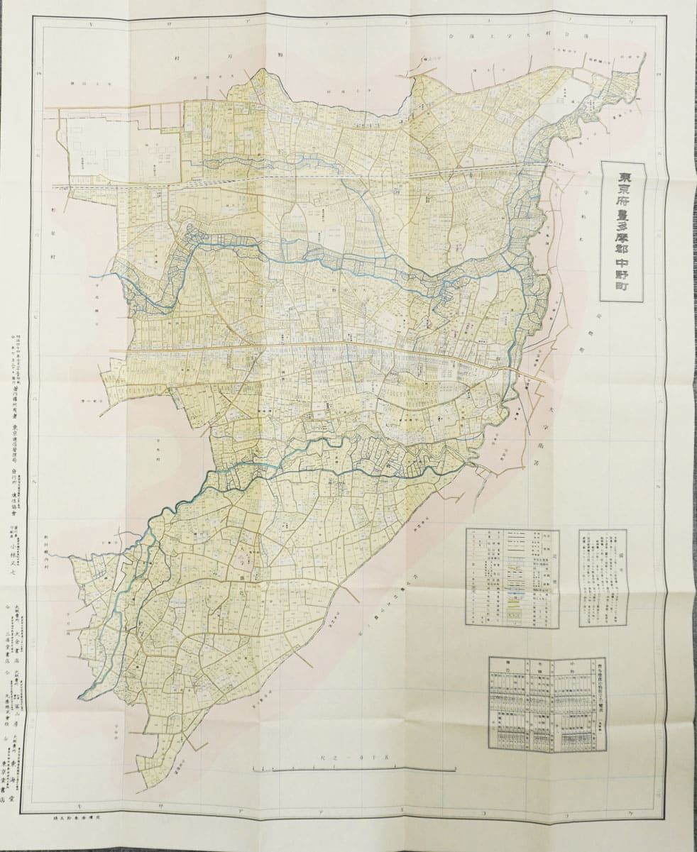 ＜お取り寄せ＞ 復刻古地図 明治40年 東京市15区 近傍34町村 番地界入　24.豊多摩郡中野町