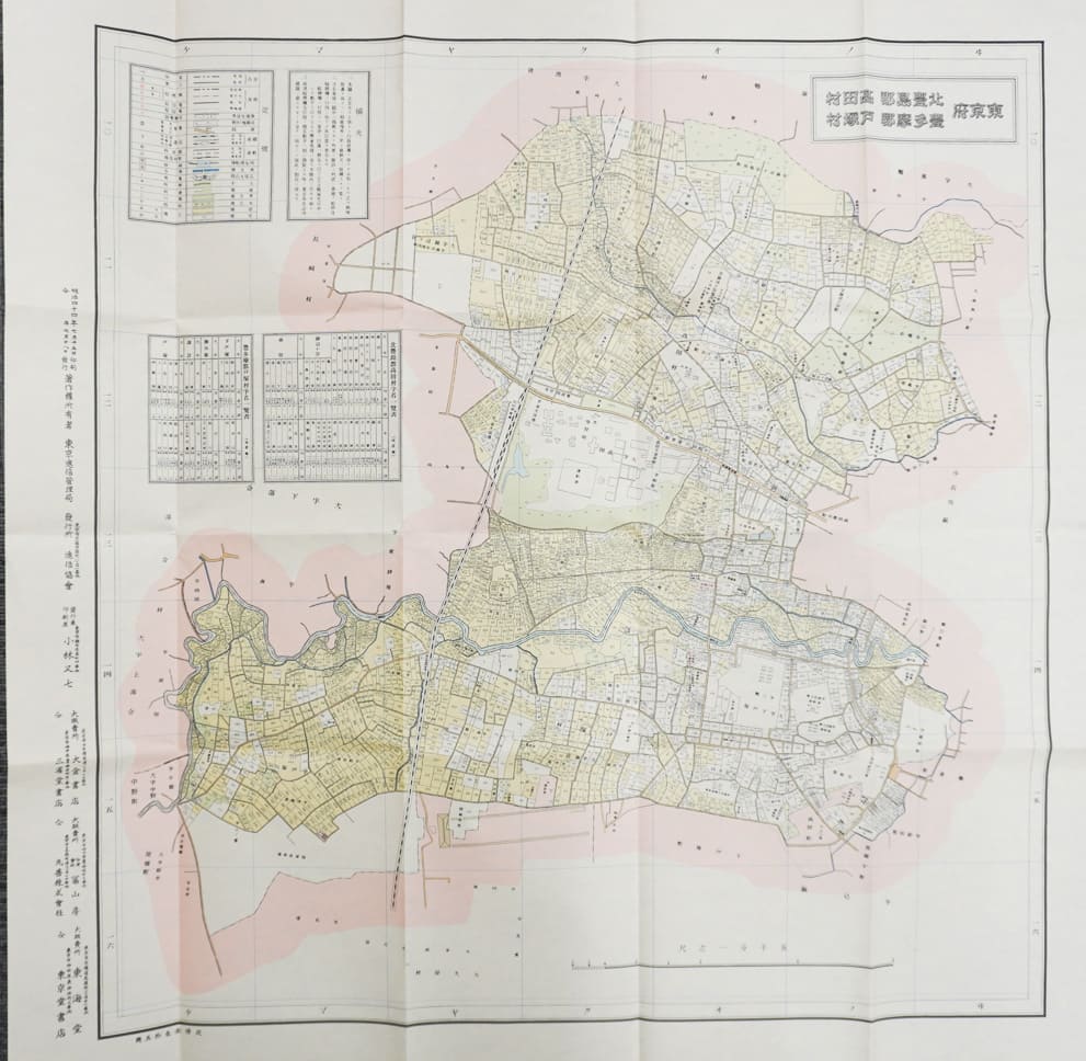 お取り寄せ＞ 復刻古地図 明治40年 東京市15区 近傍34町村 番地界入 26