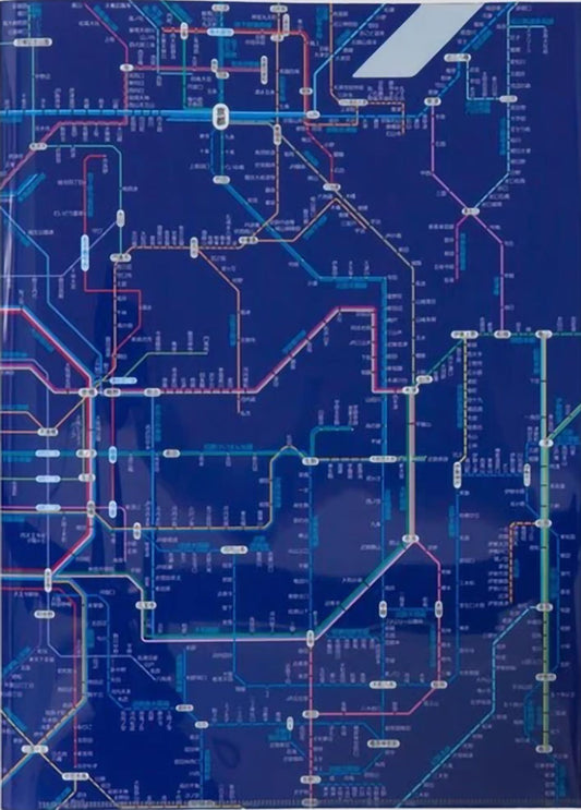 鉄道路線図クリアファイル関西日本語ブルー