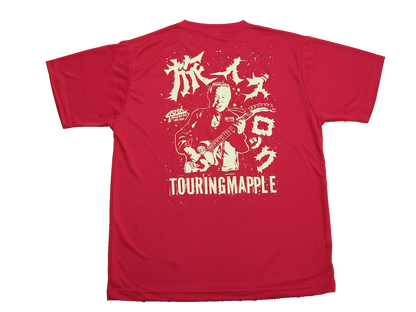 ツーリングマップルオリジナル ドライTシャツ 「ROCKカソリ」 賀曽利隆 40周年記念 旅イズロック バックプリント シルキータッチ 吸水速乾 黒/赤