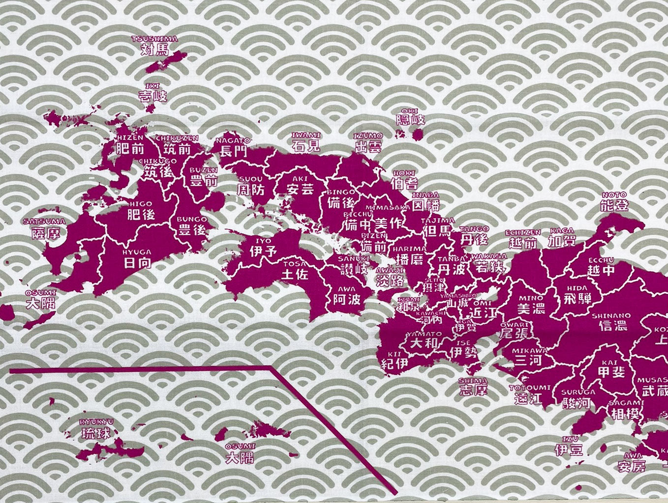 ツーリングマップルオリジナル 手ぬぐい 「旧国地図」 令制国 旧国名 日本地図 青海波 和柄 綿100% 日本製